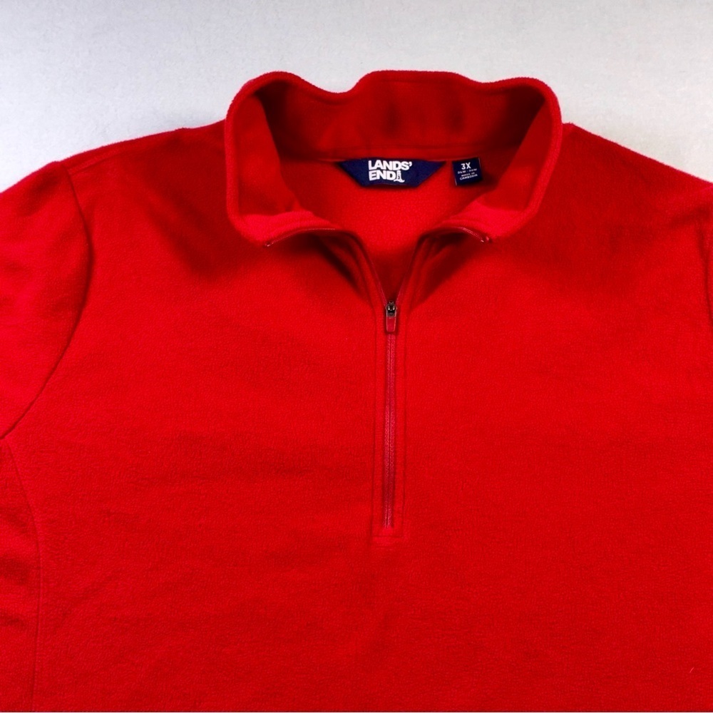 Lands' End Women's 1/4 Zip Fleece Pullover Long Sleeve 3x Red Cozy Layer Warm